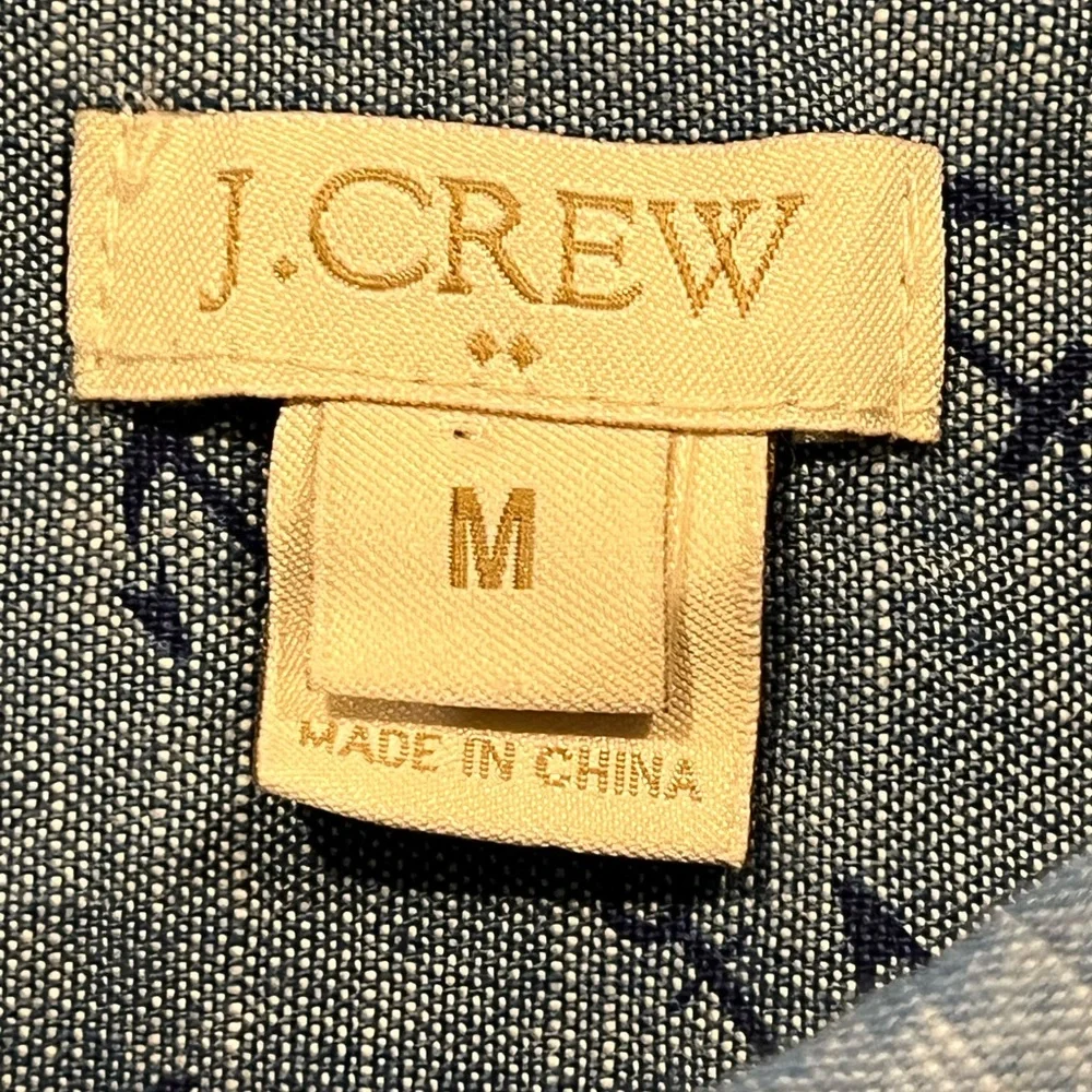 JCrew‎ nautical boat anchor half button shirt 100% chambray cotton coastal ocean